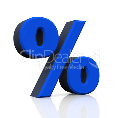3D Prozent Symbol Blau Schwarz