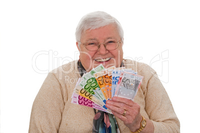 Rentnerin mit Geld