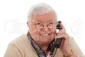 Rentnerin telefoniert