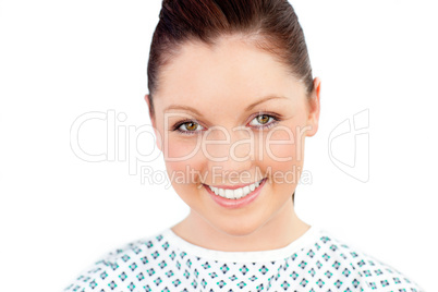 Portrait of a merry female patient smiling at the camera