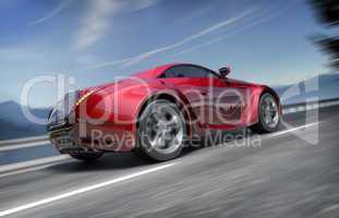 Sports car moving on the road