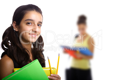 Close-up of School girl and her friend