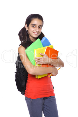 teenage girl with books in her hands