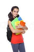 teenage girl with books in her hands