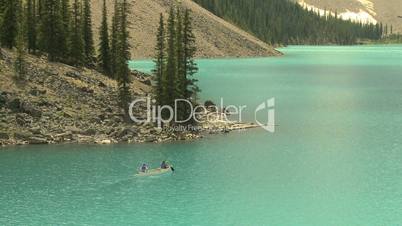 Canoe on Moraine Lake in the Canadian Rockies