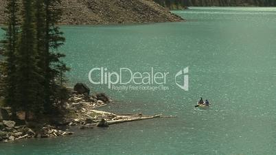 Canoe on Moraine Lake in the Canadian Rockies