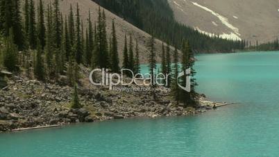 Shoreline of Moraine Lake in the Canadian Rockies