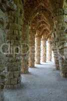 Columns and arches at park Guell, Barcelona, Spain