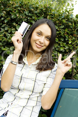 Young woman with credit card