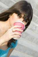 Female drinking coffee