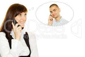 Young woman on the phone with a guy