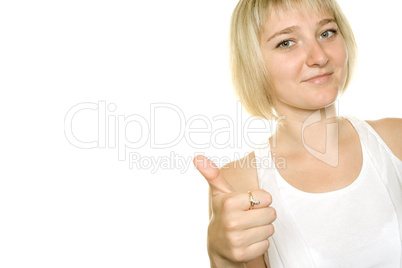 Young woman. Thumb Up