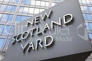 Iconic New Scotland Yard Police Station Sign London England