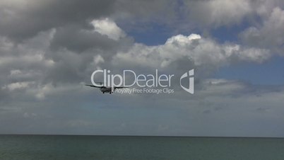 Plane landing in Saint Maarten Island, Caribbean