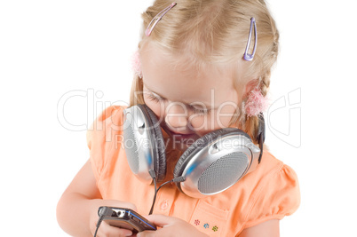 Little girl with headphones