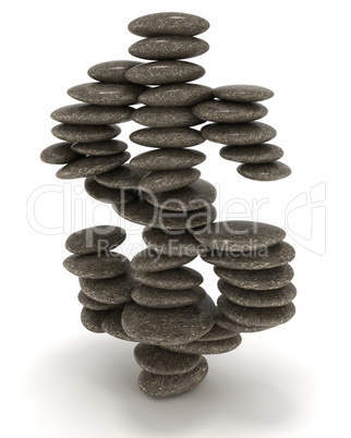 Dollar stability. Pebble stack shaped as currency sign