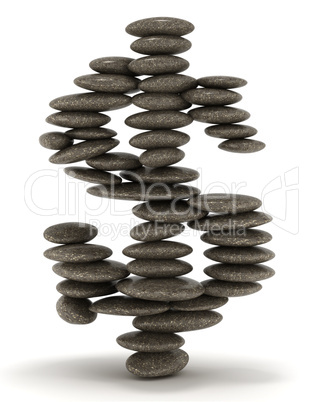 Pebble tower shaped as dollar sign