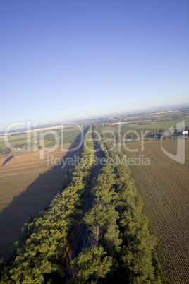 View from balloon at road