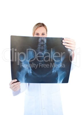 Assertive female doctor hold ing a x-ray