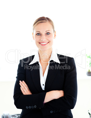 Confident young businesswoman looking at the camera