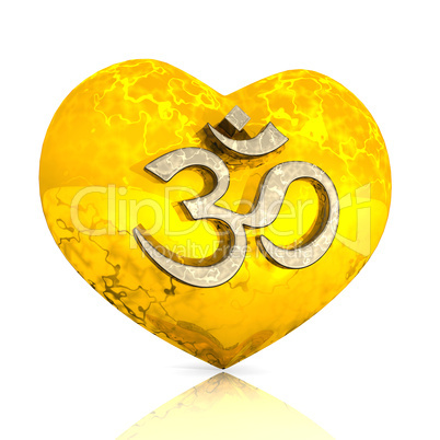 3D - OM sign on golden heart