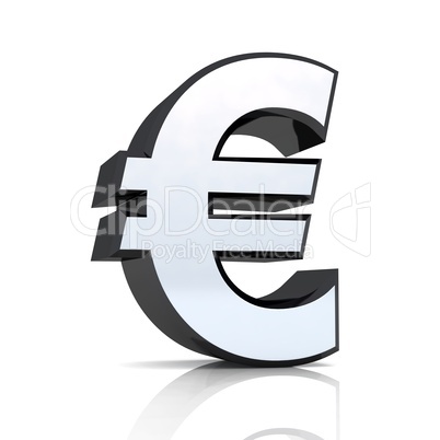 3D Euro symbol - Silber Schwarz / Chrom