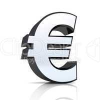 3D Euro symbol - Silber Schwarz / Chrom