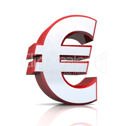 3D Euro symbol - Silber Rot / Chrom
