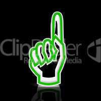 3D Zeigefinger hoch - grün 02