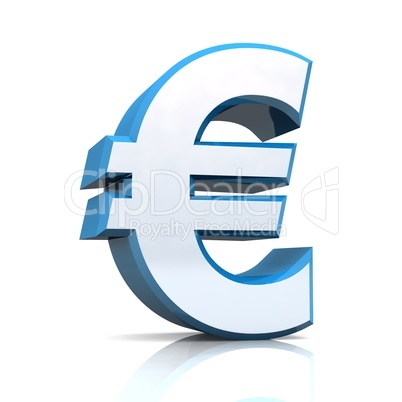 3D Euro symbol - Silber Blau / Chrom