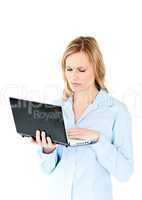 Young businesswoman getting frustrated with a laptop