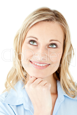 Portrait of a pensive businesswoman smiling at the camera