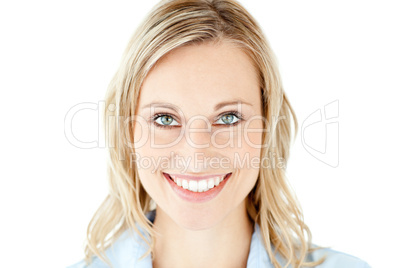 Self-assured businesswoman smiling at the camera