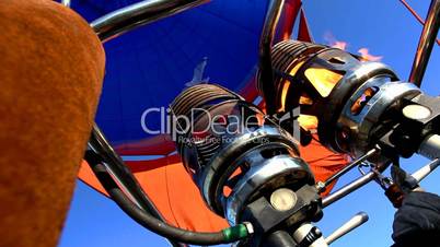 Fire from gas jet burner in hot air balloon
