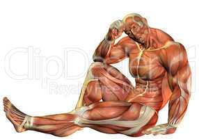 Muskelaufbau Body Builder in sitzender Pose