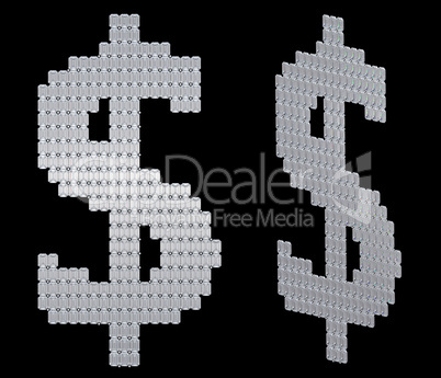 US dollar symbol assembled of diamonds