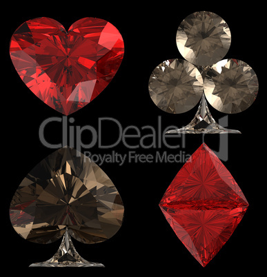 Colored Diamond shaped Card Suits