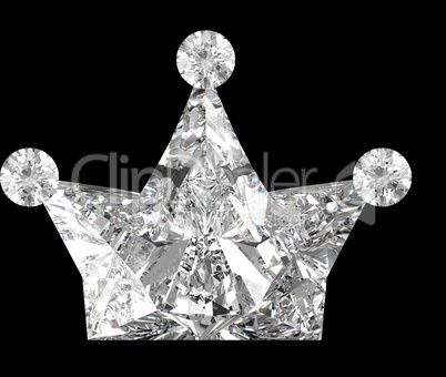 Crown shaped Diamond over black background