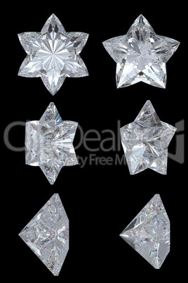 Five pointed, six point diamond stars