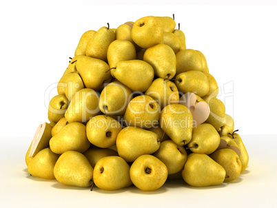 Pile or Heap of pears over white
