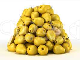 Pile or Heap of pears over white