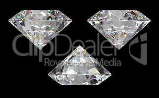 Three different side views of large diamond