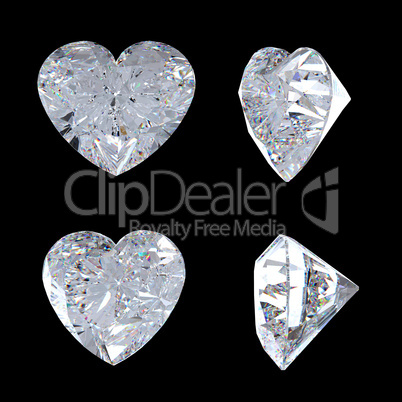 Top and side views of heart shaped diamond