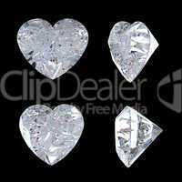Top and side views of heart shaped diamond
