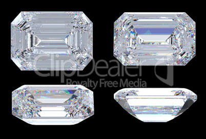 Top, bottom and side views of Emerald diamond