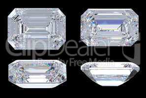 Top, bottom and side views of Emerald diamond