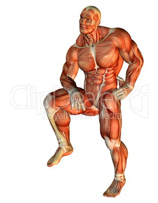 Muskel Body Builder auf einen Bein stehend