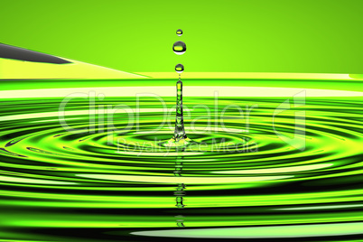 water droplet and waves over green