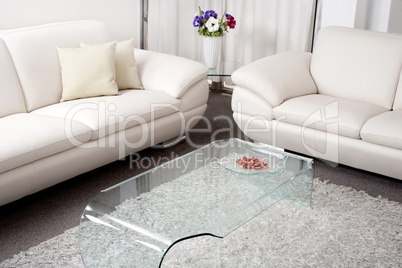 Modern white leather couch