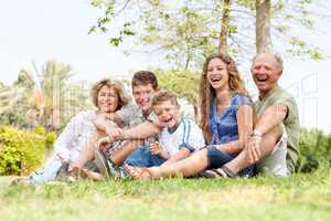 Affectionate family having fun outdoors